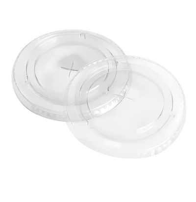 Clear plastic lids on a white background