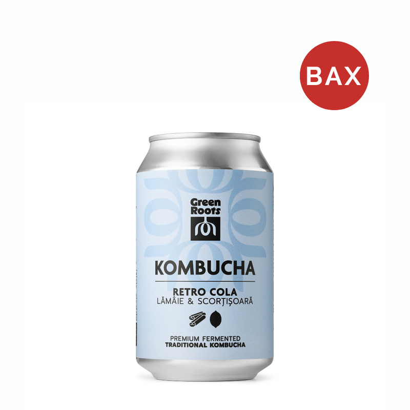 Kombucha cu Lamaie si Scortisoara, Green Roots, Bax 24x330ml