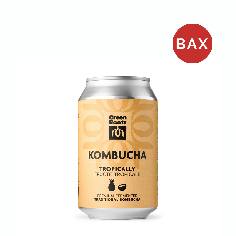Kombucha cu Fructe Tropicale, Green Roots, Bax 24x330ml