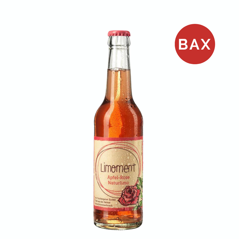 Bautura racoritoare carbogazoasa cu mar si trandafir, Limoment Bax 24x330ml