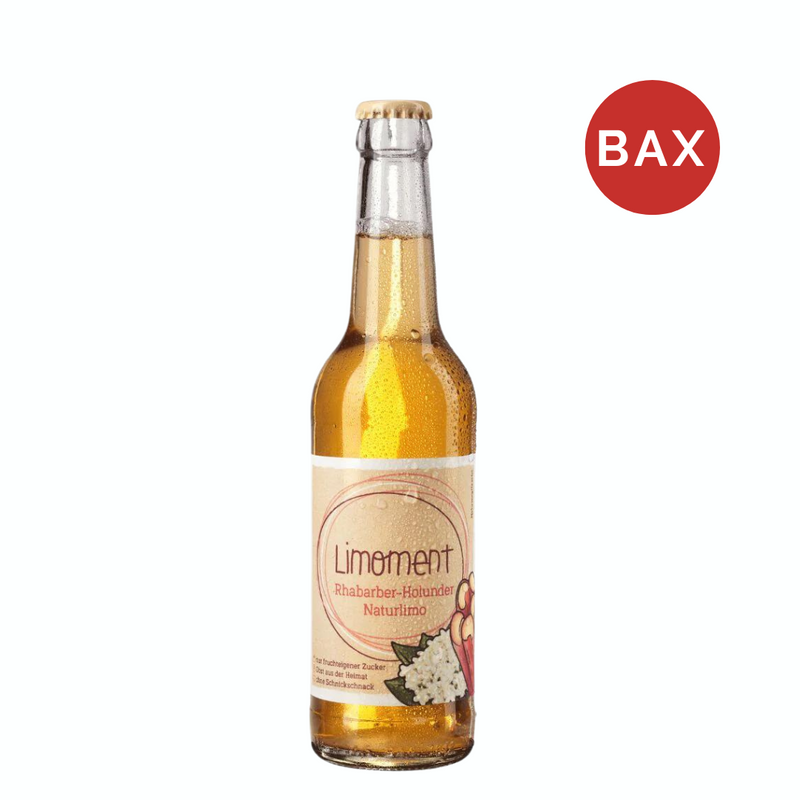 Bautura racoritoare carbogazoasa cu rubarba si flori de soc, Limoment Bax 24x330ml