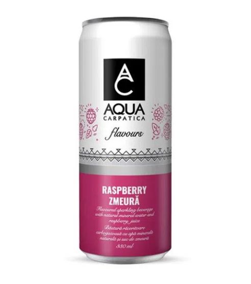 Apa minerala naturala carbogazoasa cu suc de zmeura Aqua Carpatica 330ml