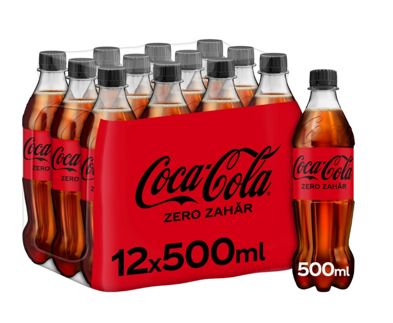 Bautura racoritoare carbogazoasa fara zahar, Coca-Cola Zero Bax 12x500ml