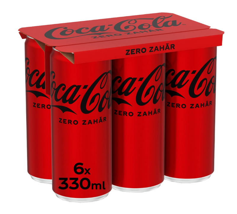 Bautura racoritoare carbogazoasa fara zahar, Coca-Cola Zero Doza Bax 6x330ml