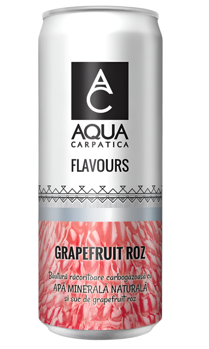 Apa minerala naturala carbogazoasa cu suc de grapefruit roz, Aqua Carpatica 4x330ml