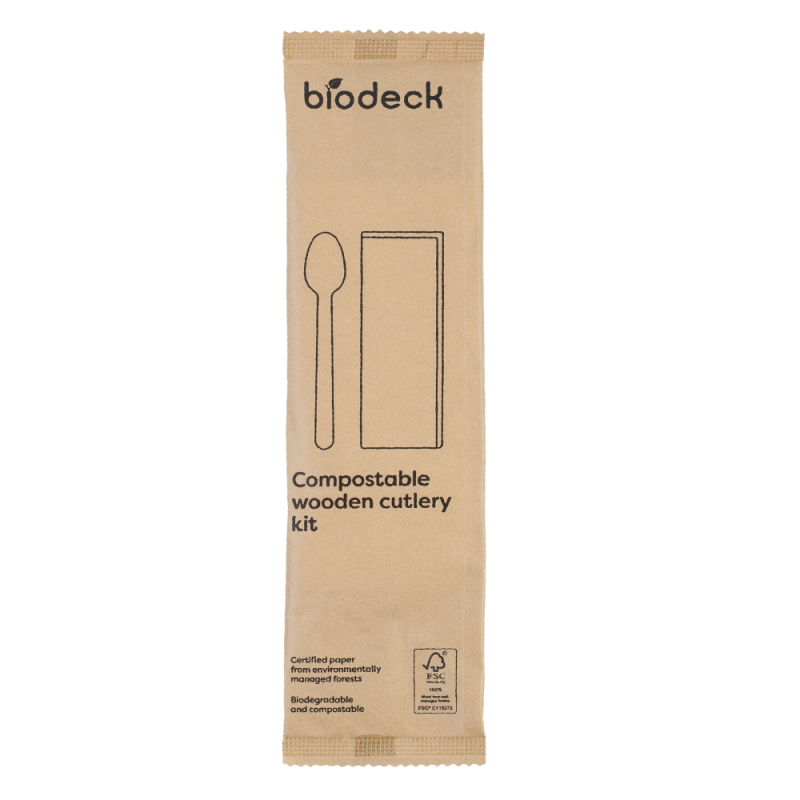 Seturi lingurita-servetel kraft lemn, Biodeck 50buc