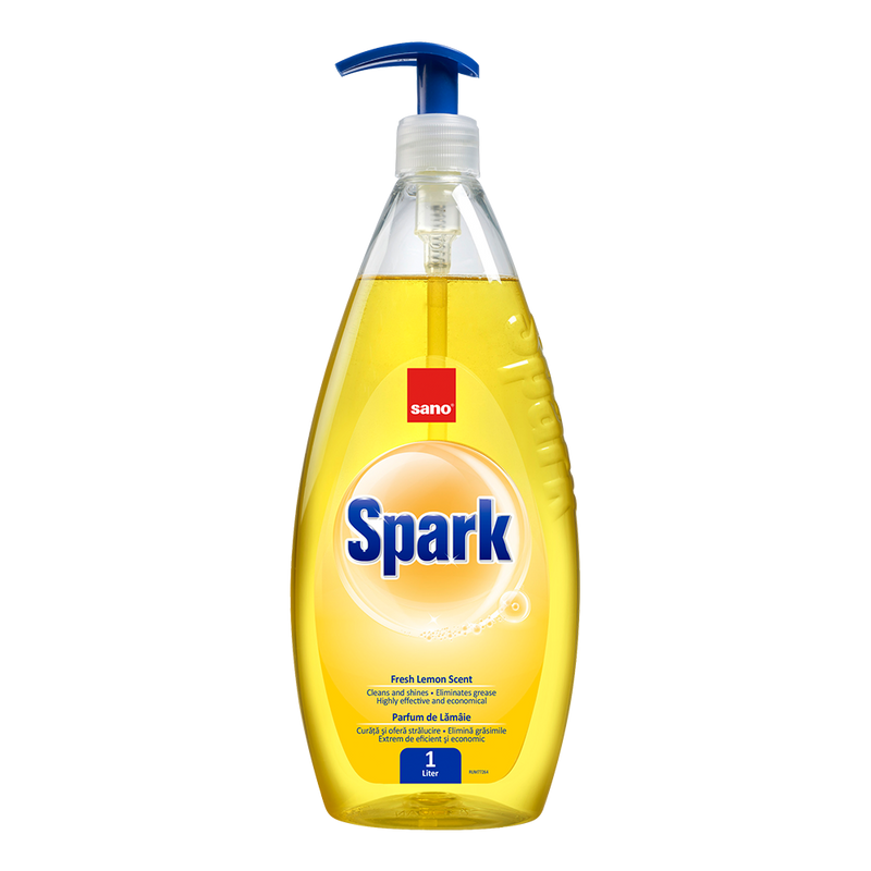 Detergent lichid de vase Sano Spark cu aroma de lamaie 1L